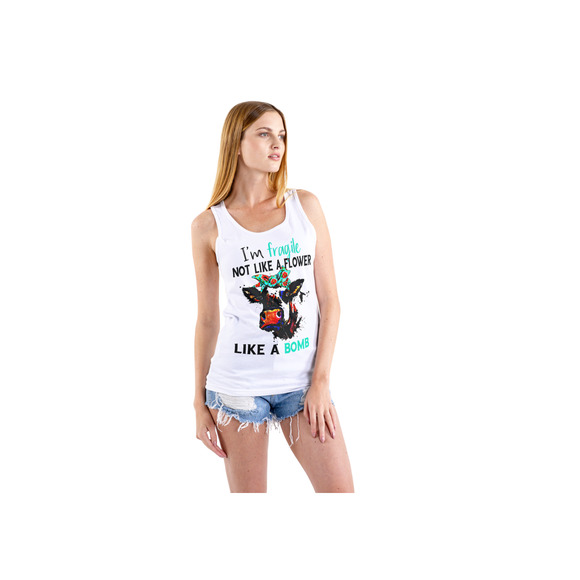 Fragile Not Like a Flower Womens Tank Top White Size Small Polyester Cute Funny - Picture 1 of 4
